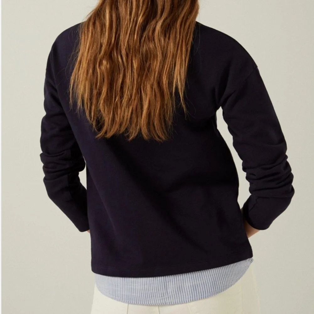 Quiet Luxury NEW Organic Cotton Sweater Bonjour Small Normcore French Girl Style - Picture 5 of 16